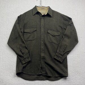Natural Issue Rugged Wear Heavy Flannel Dark Green Shirt Men Sz M Long Sleeve